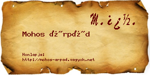 Mohos Árpád névjegykártya